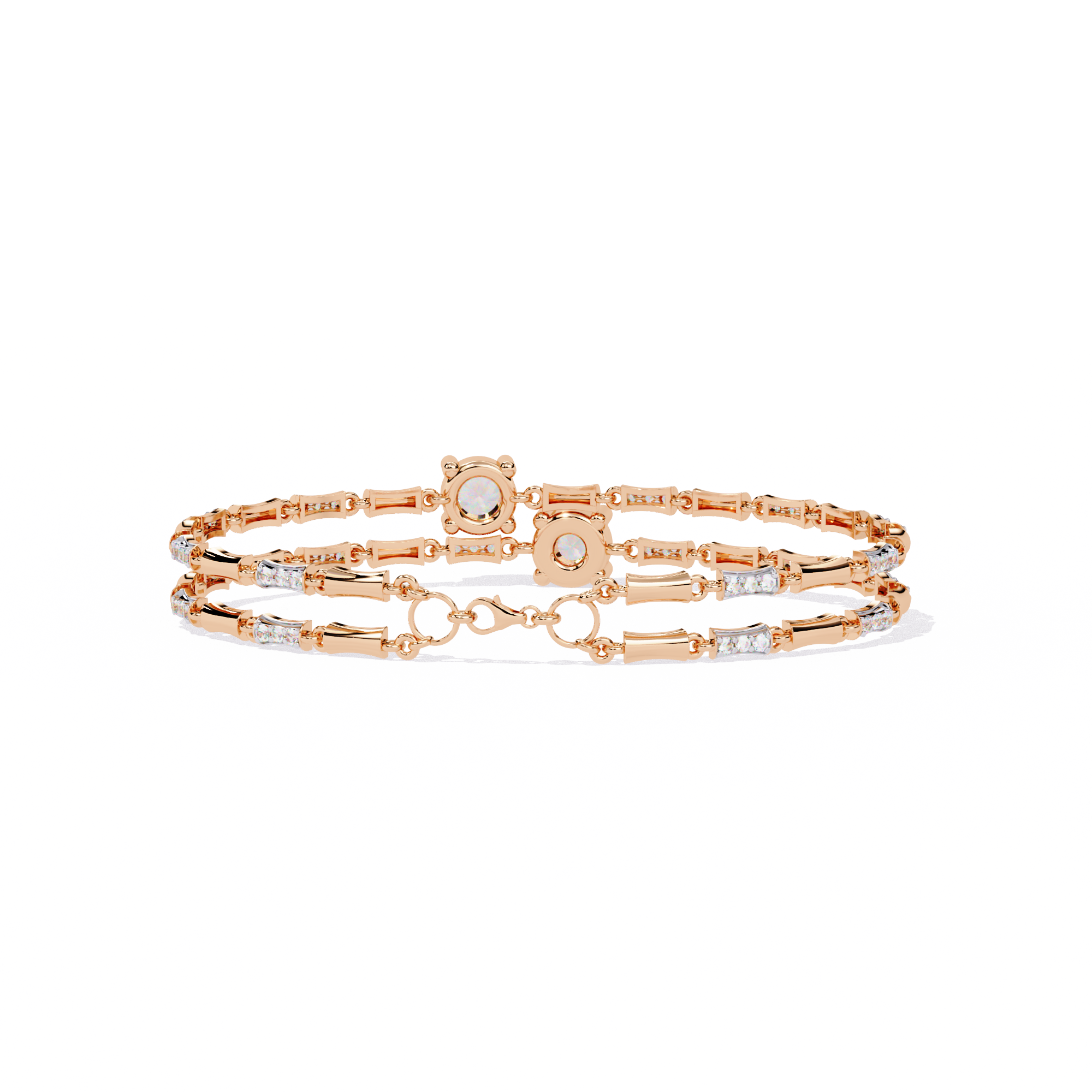 Solitairekart 2.21ct Two-Tone Natural Diamond Bar Link Bracelet-H Color, VS1 Clarity